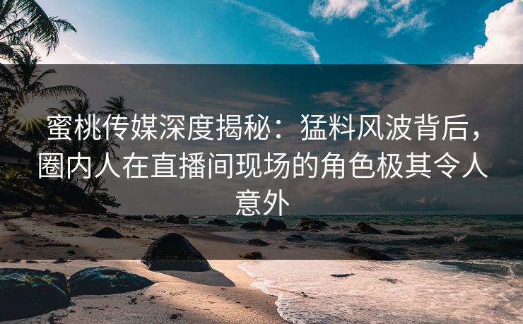 蜜桃传媒深度揭秘：猛料风波背后，圈内人在直播间现场的角色极其令人意外