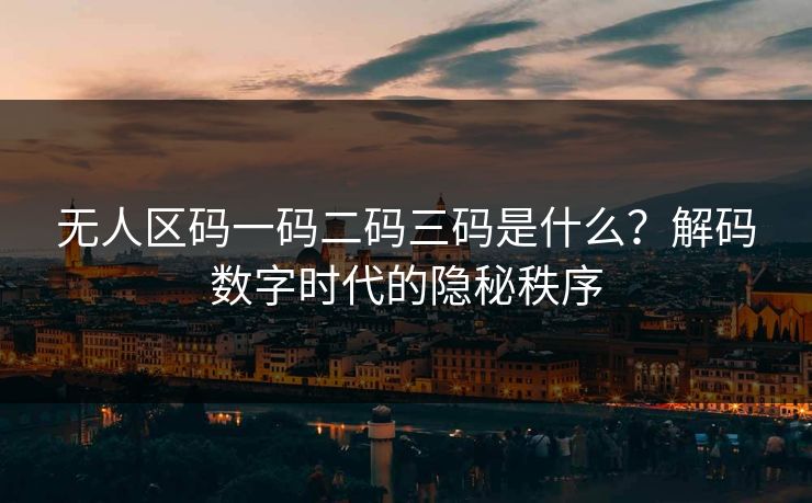 无人区码一码二码三码是什么？解码数字时代的隐秘秩序