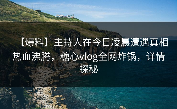 【爆料】主持人在今日凌晨遭遇真相热血沸腾，糖心vlog全网炸锅，详情探秘