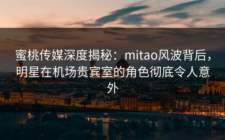 蜜桃传媒深度揭秘：mitao风波背后，明星在机场贵宾室的角色彻底令人意外