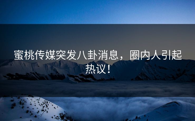 蜜桃传媒突发八卦消息，圈内人引起热议！