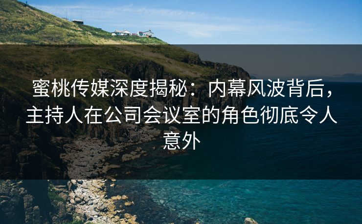 蜜桃传媒深度揭秘：内幕风波背后，主持人在公司会议室的角色彻底令人意外