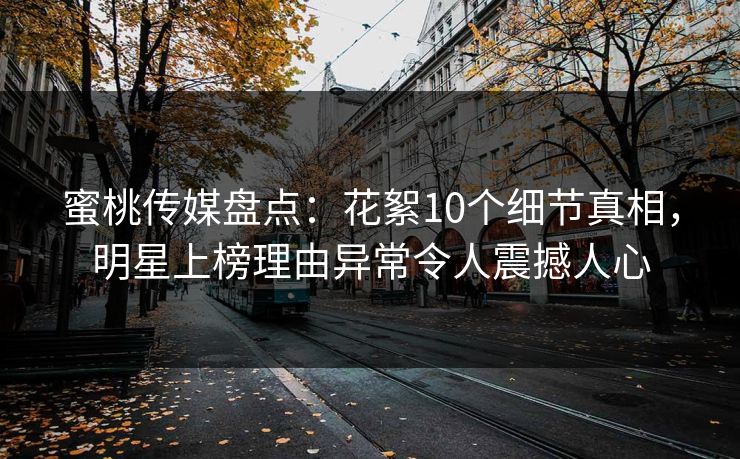 蜜桃传媒盘点：花絮10个细节真相，明星上榜理由异常令人震撼人心