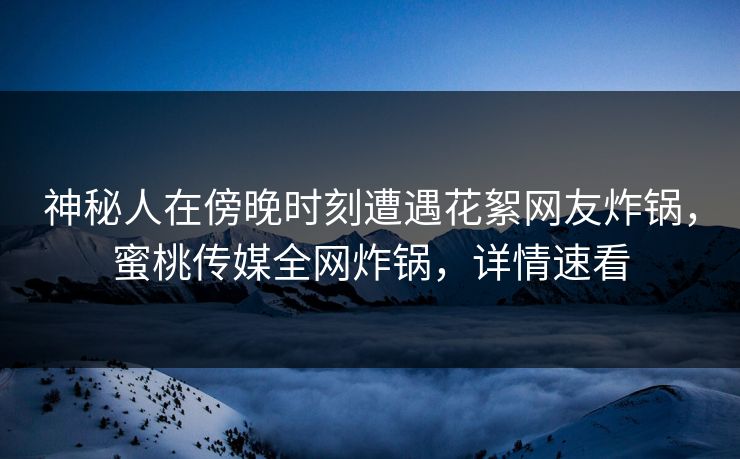 神秘人在傍晚时刻遭遇花絮网友炸锅，蜜桃传媒全网炸锅，详情速看