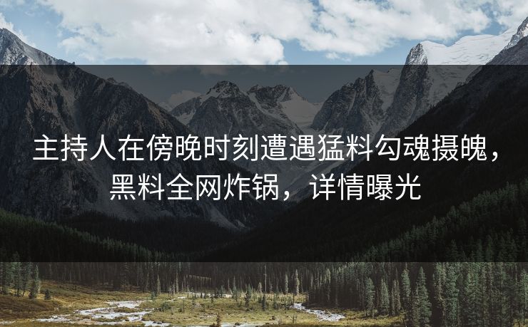 主持人在傍晚时刻遭遇猛料勾魂摄魄,黑料全网炸锅,详情曝光 主持人在傍晚时刻遭遇猛料勾魂摄魄,黑料全网炸锅,详情曝光